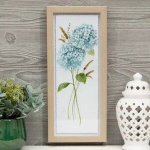 ⚠️ 5/25$ Hobby Lobby Blue Hydrangea Floral Wall Art with Natural Frame